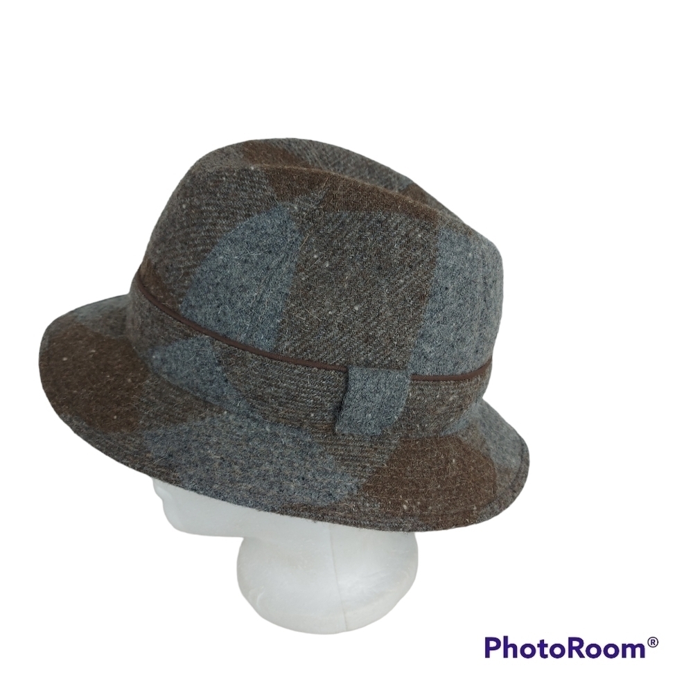 VINTAGE unisex PARIS ELEGANCE wool plaid hat Made in France